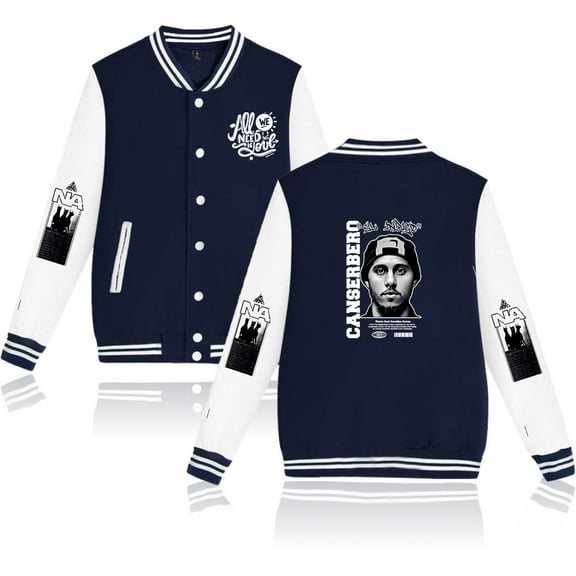 Canserbero Fashionable retro women's men's hip-hop long sleeved baseball jacket