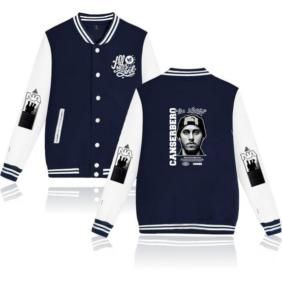 Canserbero Fashionable retro women's men's hip-hop long sleeved baseball jacket