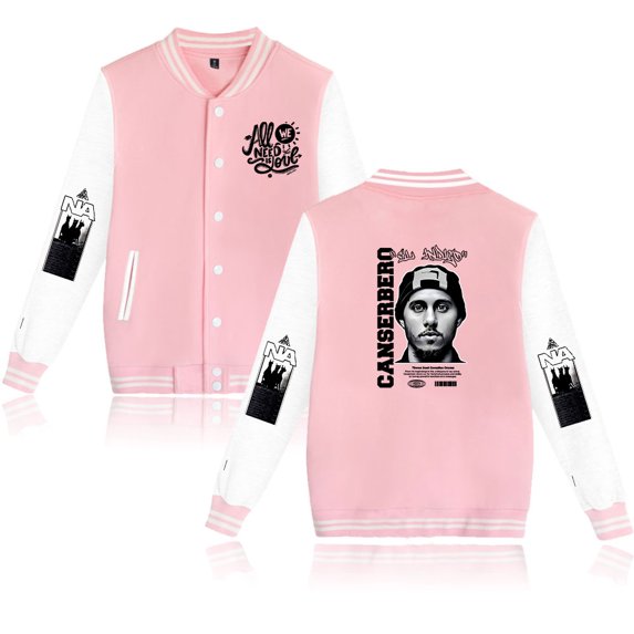 Canserbero Fashionable retro women's men's hip-hop long sleeved baseball jacket
