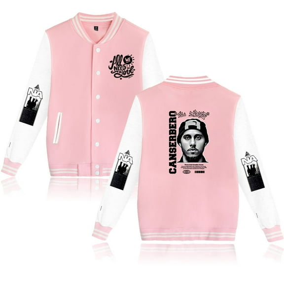 Canserbero Fashionable retro women's men's hip-hop long sleeved baseball jacket