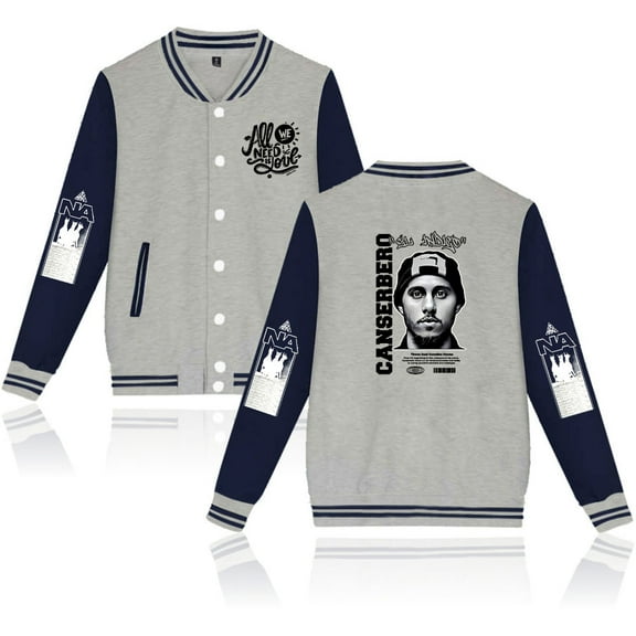 Canserbero Fashionable retro women's men's hip-hop long sleeved baseball jacket
