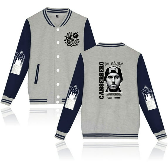 Canserbero Fashionable retro women's men's hip-hop long sleeved baseball jacket