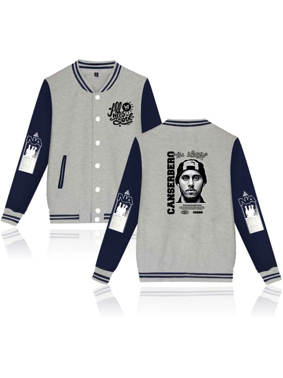 Canserbero Fashionable retro women's men's hip-hop long sleeved baseball jacket