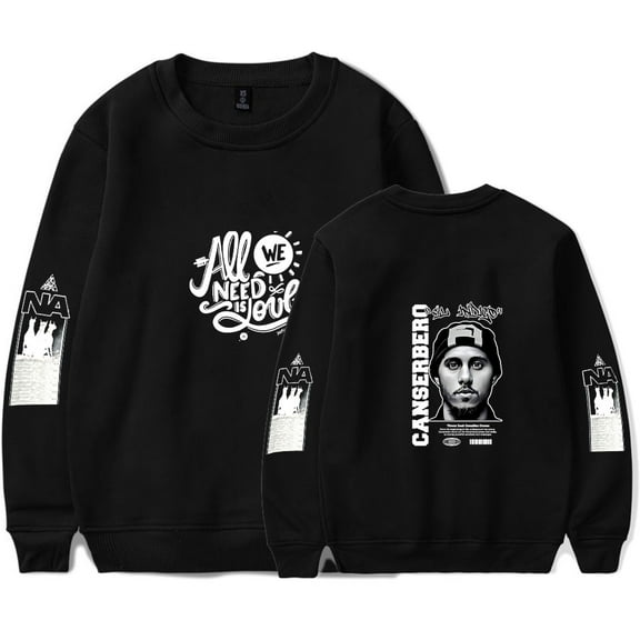 Canserbero Merch men's and women's casual retro trend long sleeved round neck pullover