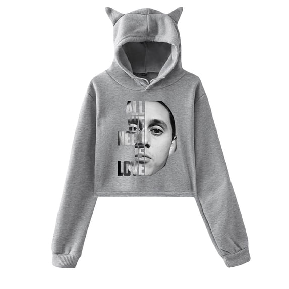 Canserbero apparel all we need is love merch Cat Ear Hoodie Long Sleeve Pullover