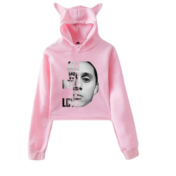 Canserbero apparel all we need is love merch Cat Ear Hoodie Long Sleeve Pullover