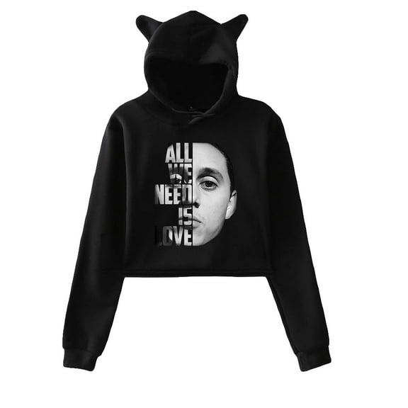Canserbero apparel all we need is love merch Cat Ear Hoodie Long Sleeve Pullover