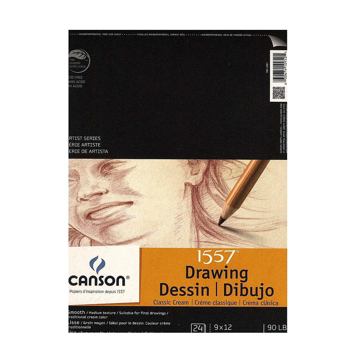 Canson 9" x 12" Wire Bound Drawing Sketch Pad 24 Sheets/Pad 3/Pack (46117-PK3)