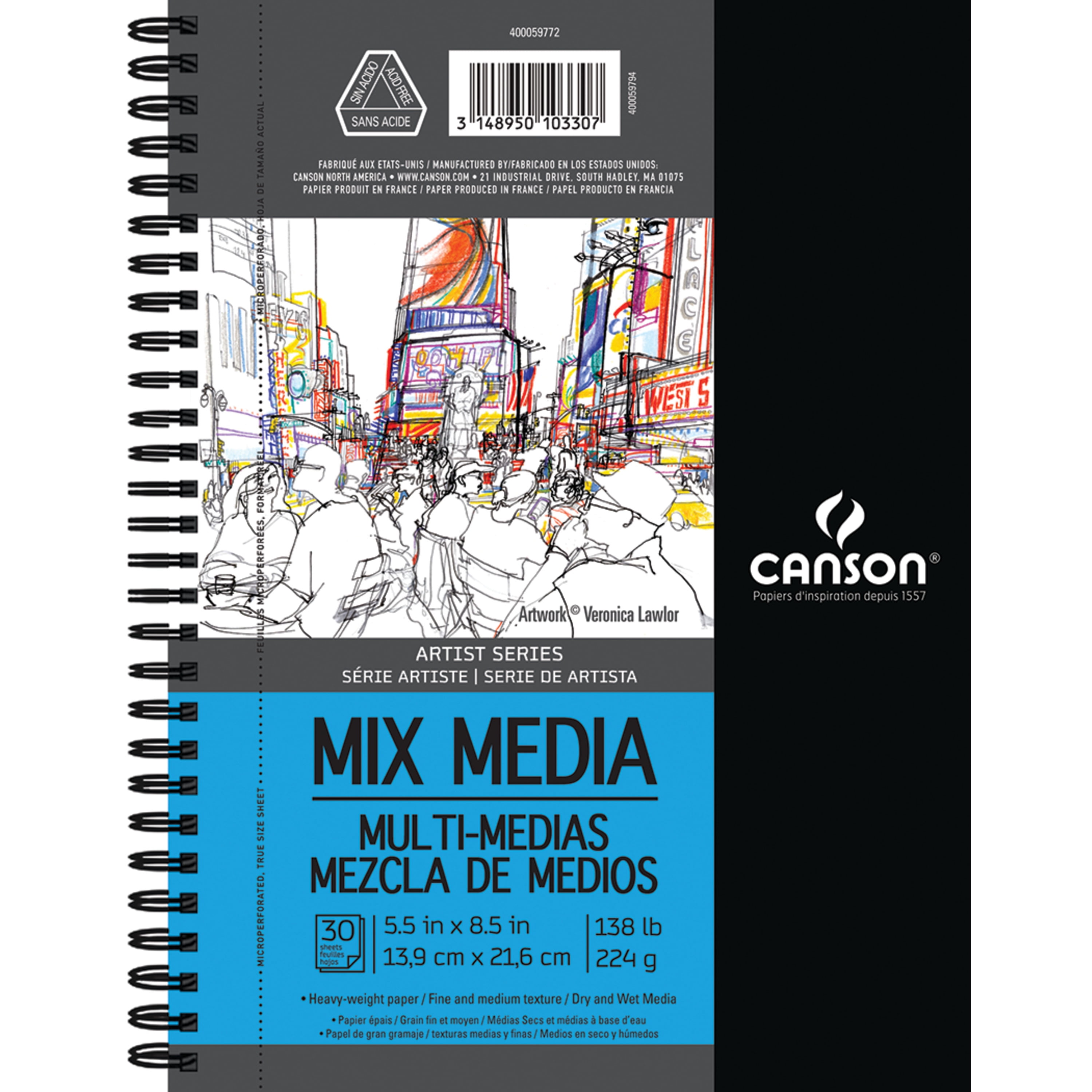 Canson Art Book All-Media Watercolor Sketchbook, 9 x 12, 40