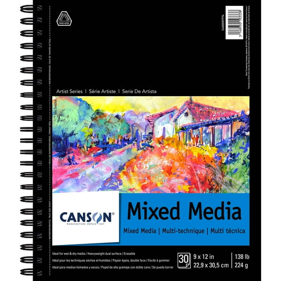 Canson Artist Series Mix Media Pad, 9in x 12in 30 Sheets/Pad