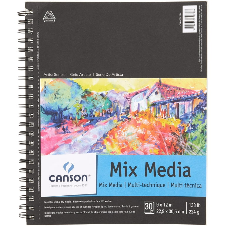 Canson Artist Series Mixed Media Paper, Wirebound Pad, 9x12 inches, 30  Sheets (138lb/224g) - Artist Paper for Adults and Students - Watercolor