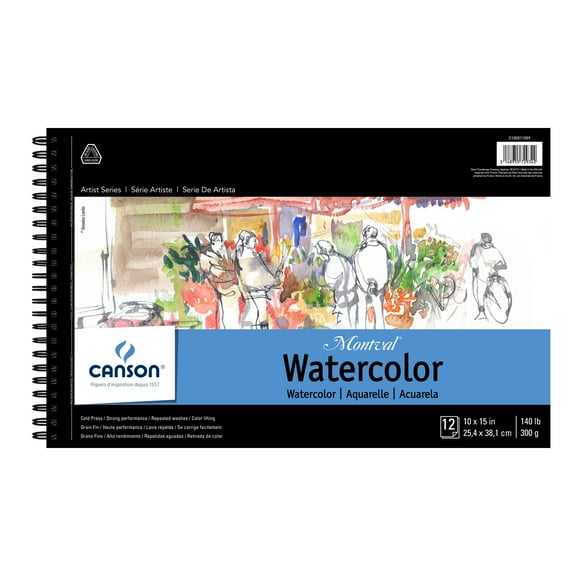 Canson Artist Series Montval Watercolor Pad, Spiral-Bound, 12 Sheets, 10" x 15"
