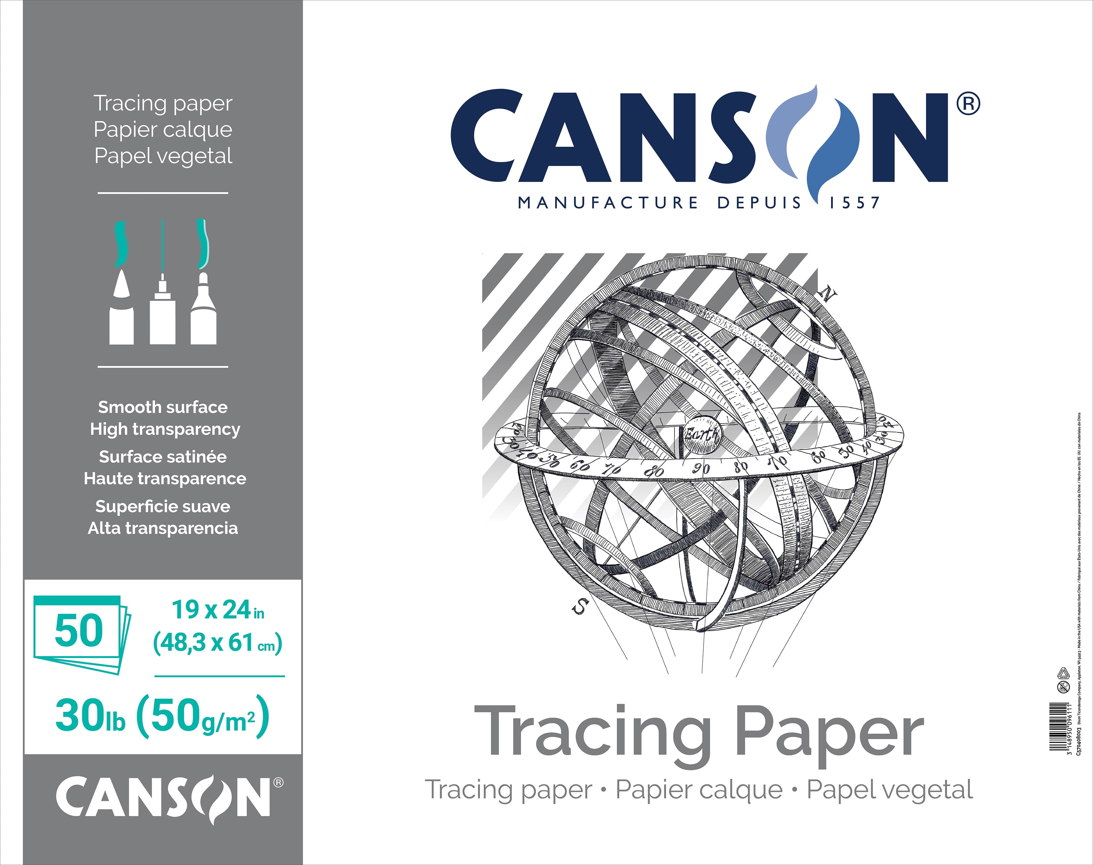 Canson Artist Series Tracing Paper Pad 19"X24"-50 Sheets