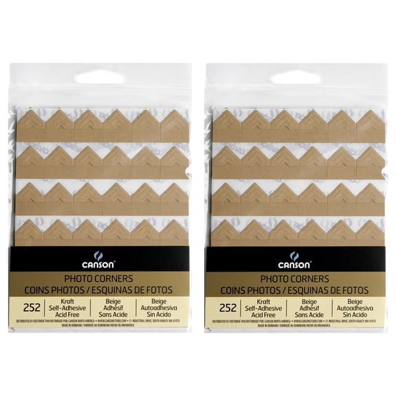 Canson Canson Self-Adhesive Photo Corners, Kraft, 252 Per Pack, 2 Packs