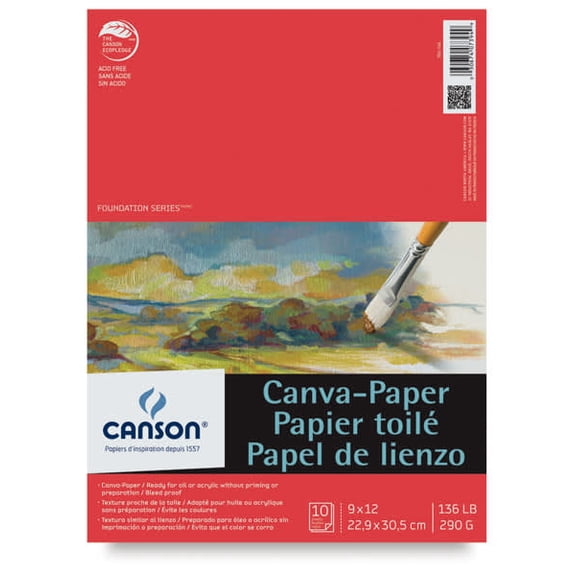 Canson Foundation Canva-Paper Pad - 9" x 12", White, 10 sheets