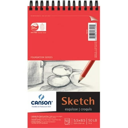 Canson Foundation Series Spiral Sketch Paper Pad 5.5"X8.5"-50 Sheets, Pk 3