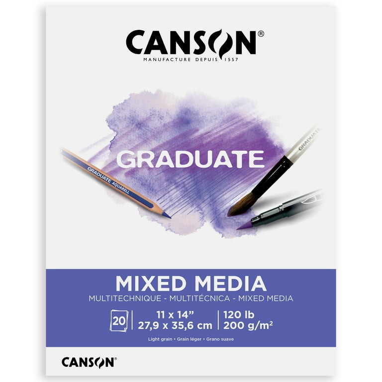 Canson Graduate Mixed Media Paper Pad, Foldover Binding, (120lb 