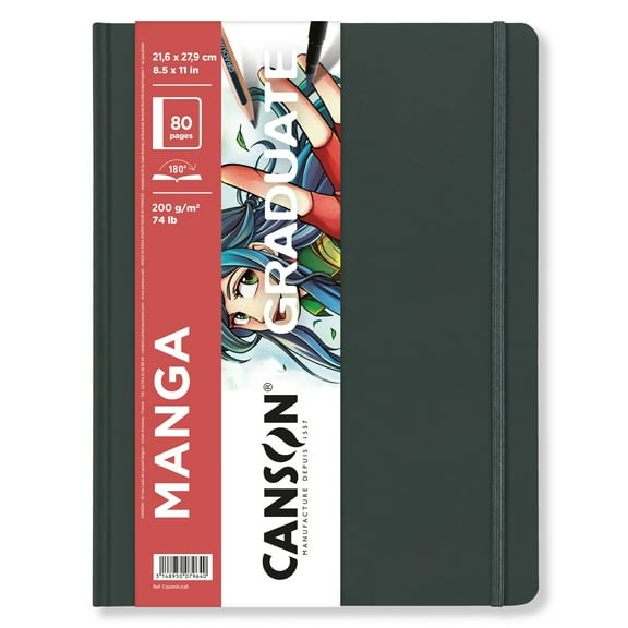 Canson Graduate Manga Art Book, Hard Cover Binding, 40 Sheet, 8.5x11 inch, 1 Count