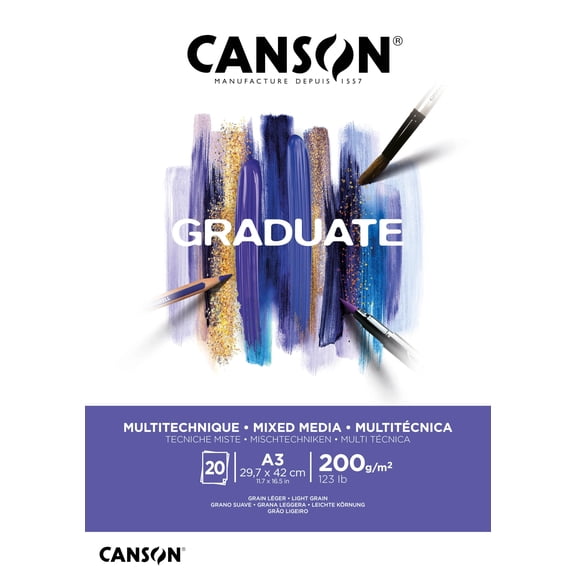 Canson Graduate Mix Medium Fine 200 g Glued Pad A3 20H White
