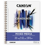 Canson Graduate Mixed Media Art Pad, 9x12 Inch, 48 Sheets, 120lb/200gsm, Wire Bound for Students & Hobbyists