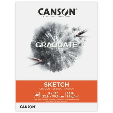 Canson Graduate Sketch Paper Pad, Foldover Binding, (65lb/96g), 40 Sheet, 9" x 12"
