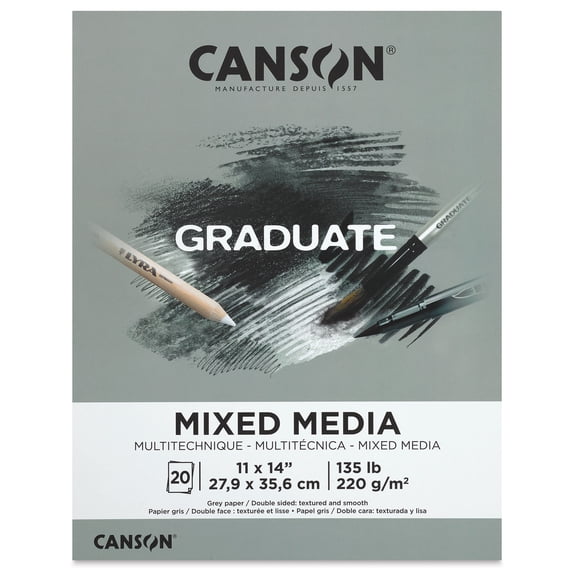 Canson Graduate Toned Mixed Media Pad - Gray, 11" x 14", 20 Sheets