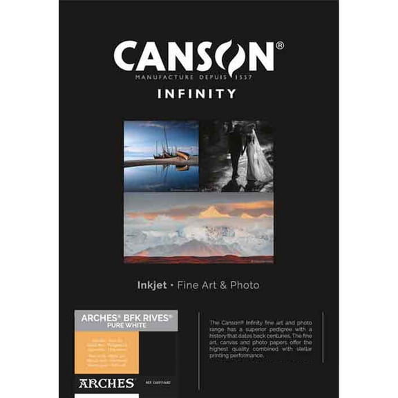 Canson Infinity ARCHES BFK Rives Soft Textured Pure White Matte Inkjet Paper, 310gsm, 17x22", 25 Sheets