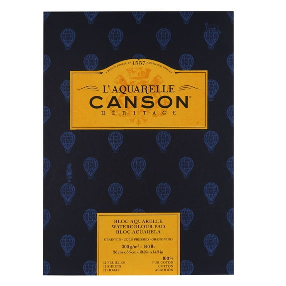 Canson L'Aquarelle Heritage Watercolor Pad, 10in x 14in, Cold-Press