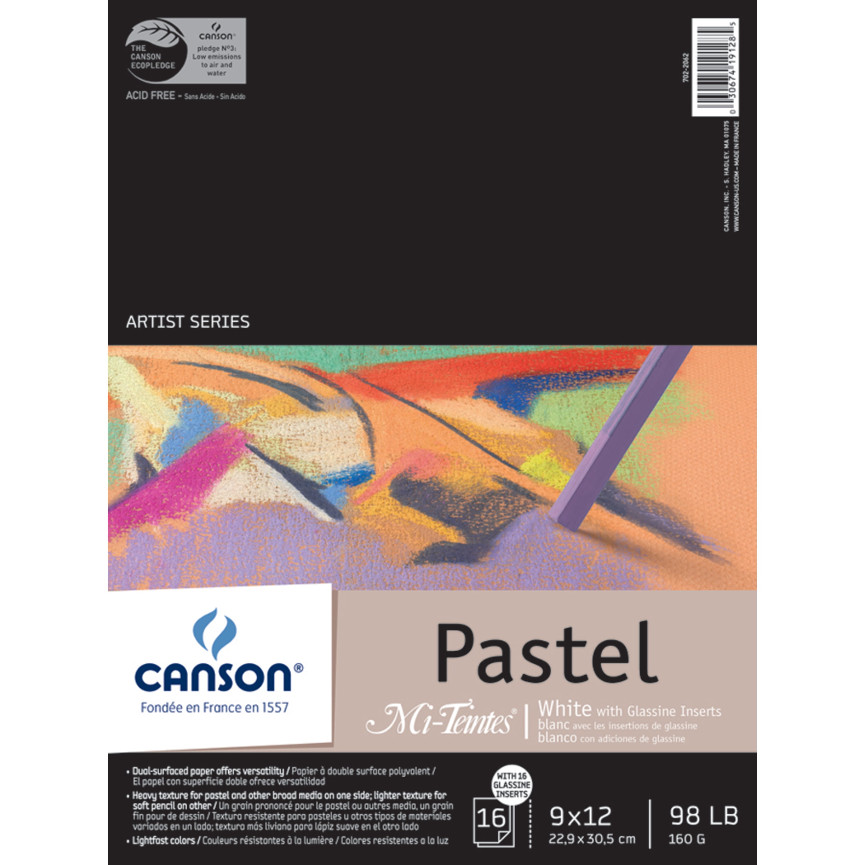Canson Mi-Teintes Paper and Glassine Pad, 9in x 12in, White, 16 Sheets/Pad