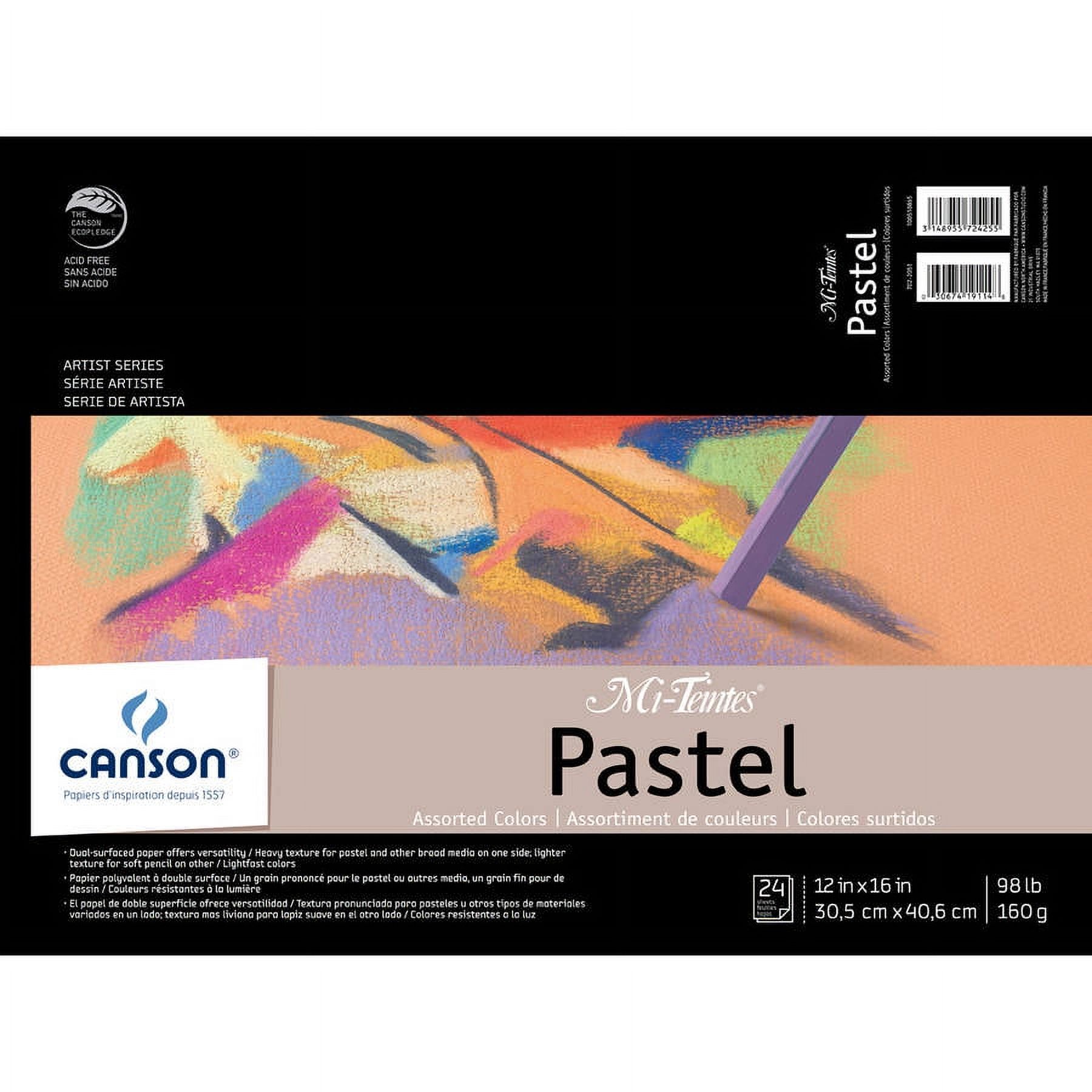 Canson MiTeintes Pastels Paper Pad, 12" x 16", Assorted Colors, 24