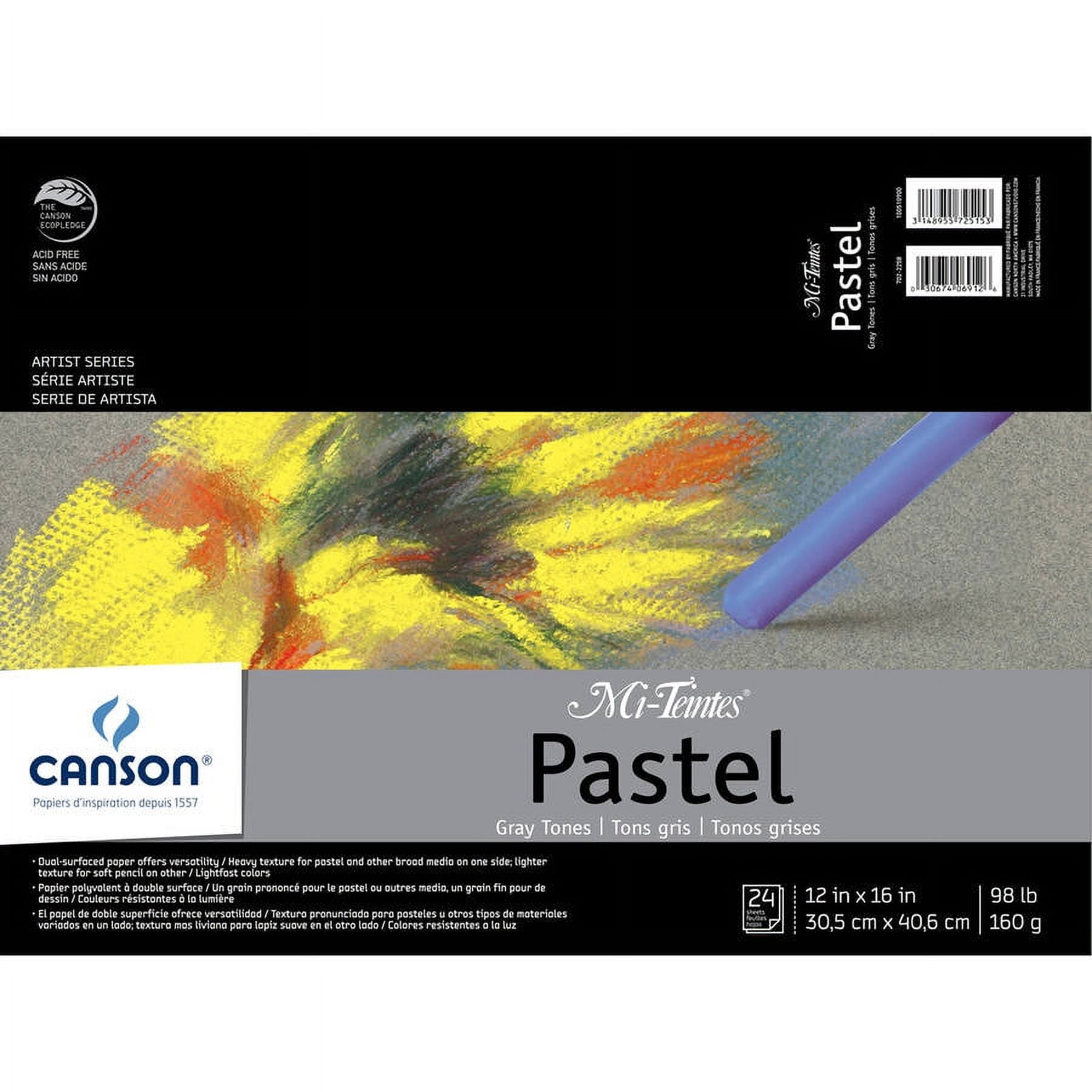 Canson MiTeintes Pastels Paper Pad, 12" x 16", Gray Tones, 24 Sheets