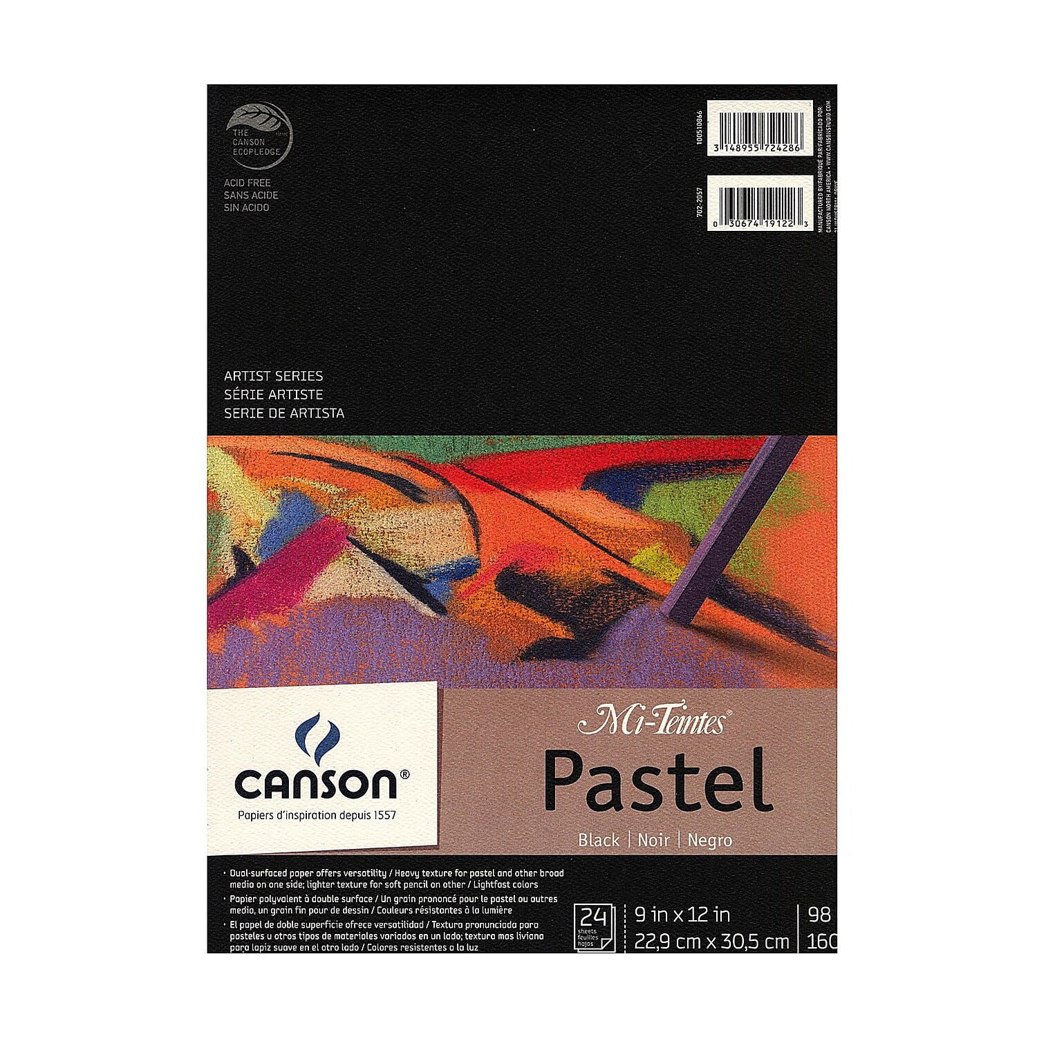 Canson MiTeintes Pastels Paper Pad 9"X12"Black 24 Sheets
