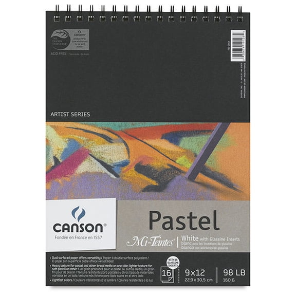 Canson Mi-Teintes Spiral Pad - 9" x 12", White Paper, Sheets with Slipsheets, 16 Sheets