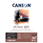Canson Mi-Teintes Velvet Drawing Paper Pad, Charcoal Black, Glue Binding, 260lb/430g, 12 Sheet, 9.4x12.6 inch, 1 Count