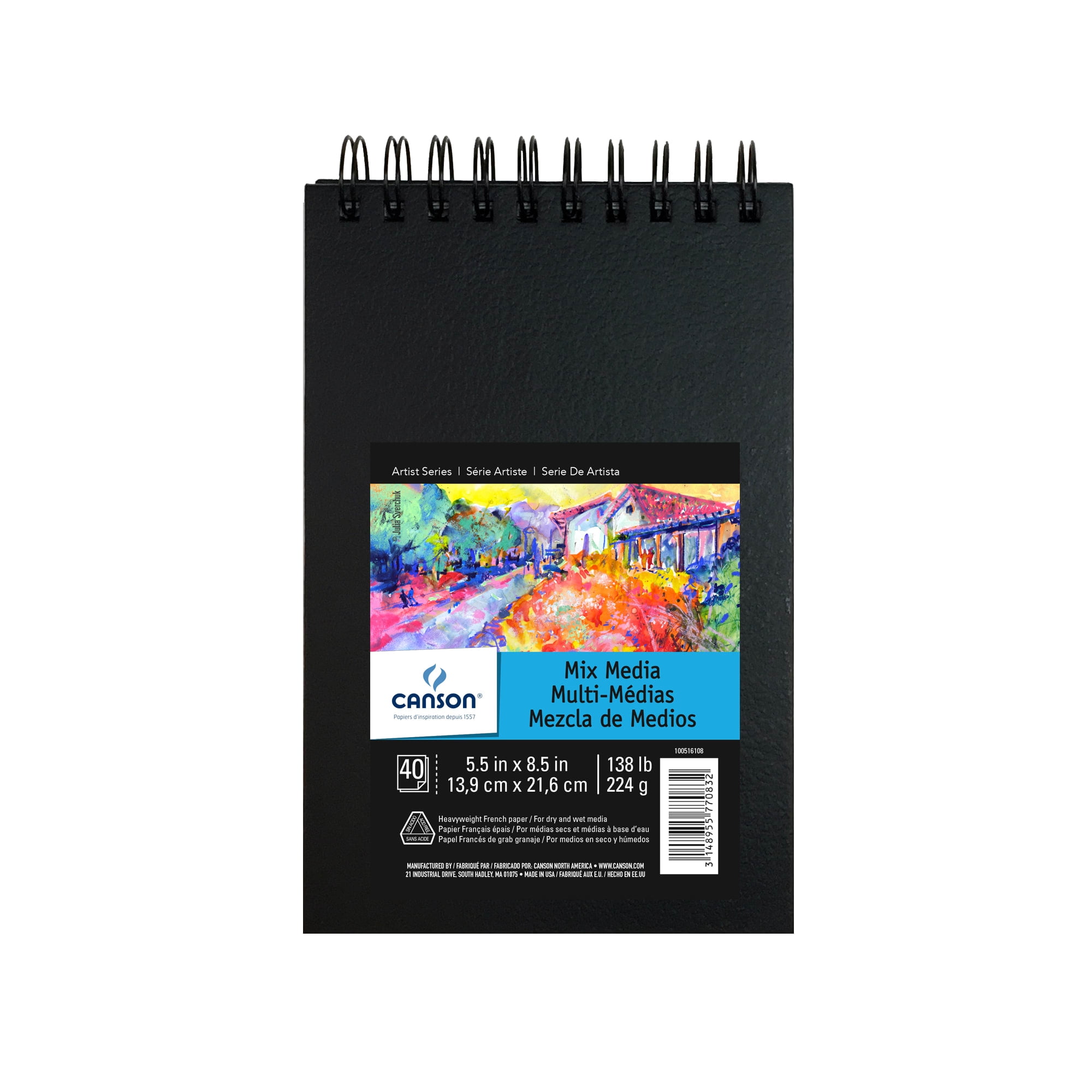 Canson Artist Series Sketch Book, Hardbound, 5.5x8.5 inches, 108 Sheets -  Lay Flat Art Notebook