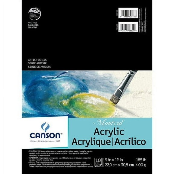 Canson Montval Acrylic Paper Pad, 9" x 12", 10 Sheets/Pad