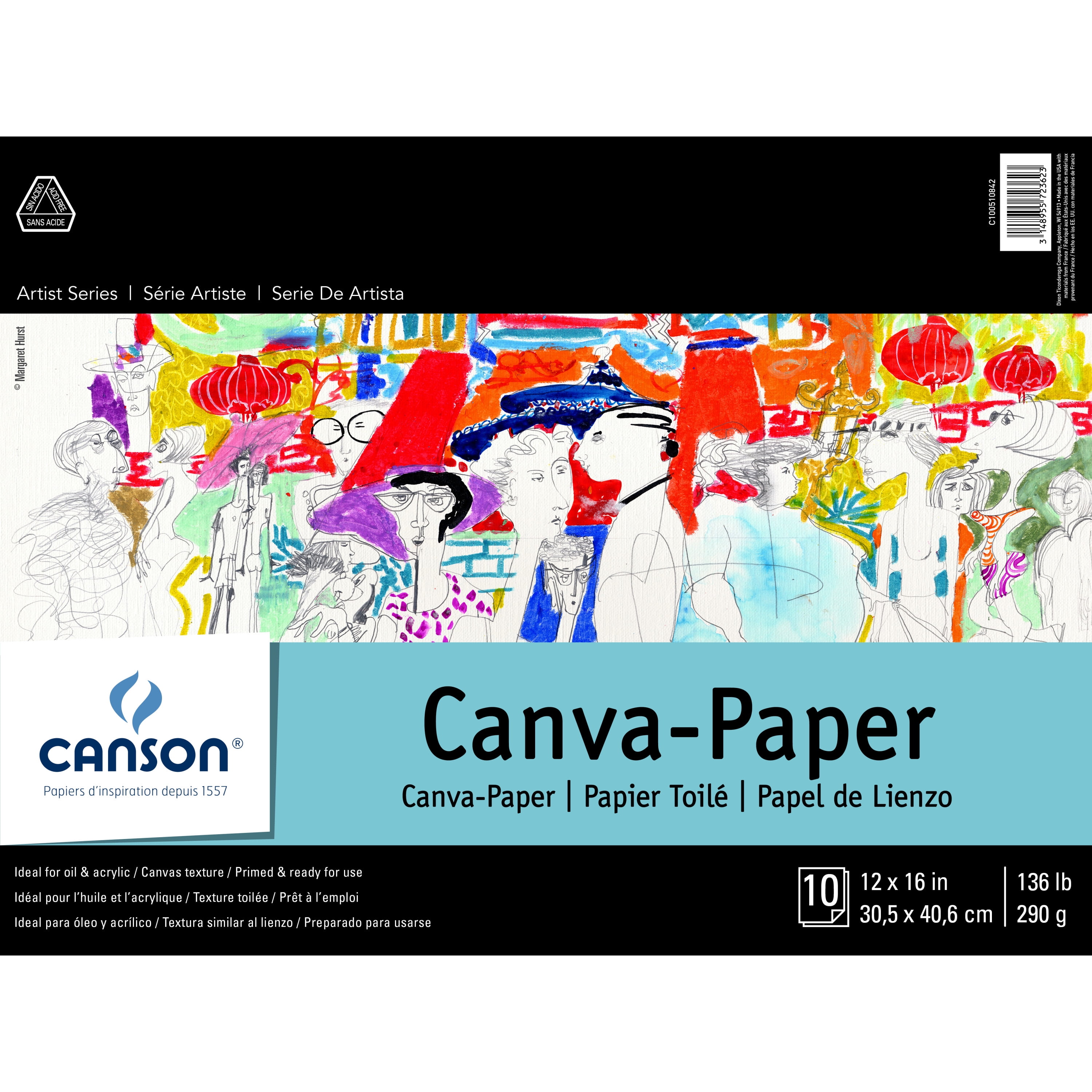 Canson Paper Canvas Pad, 12 x 16 in, White, 10 Sheets/Pad