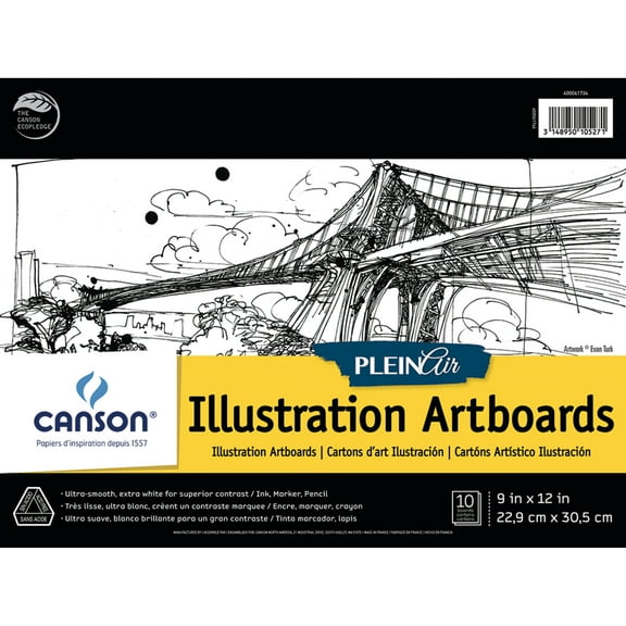 Canson Plein Air Illustration Artboard Pad, 9in x 12in, 10 Sheets/Pad