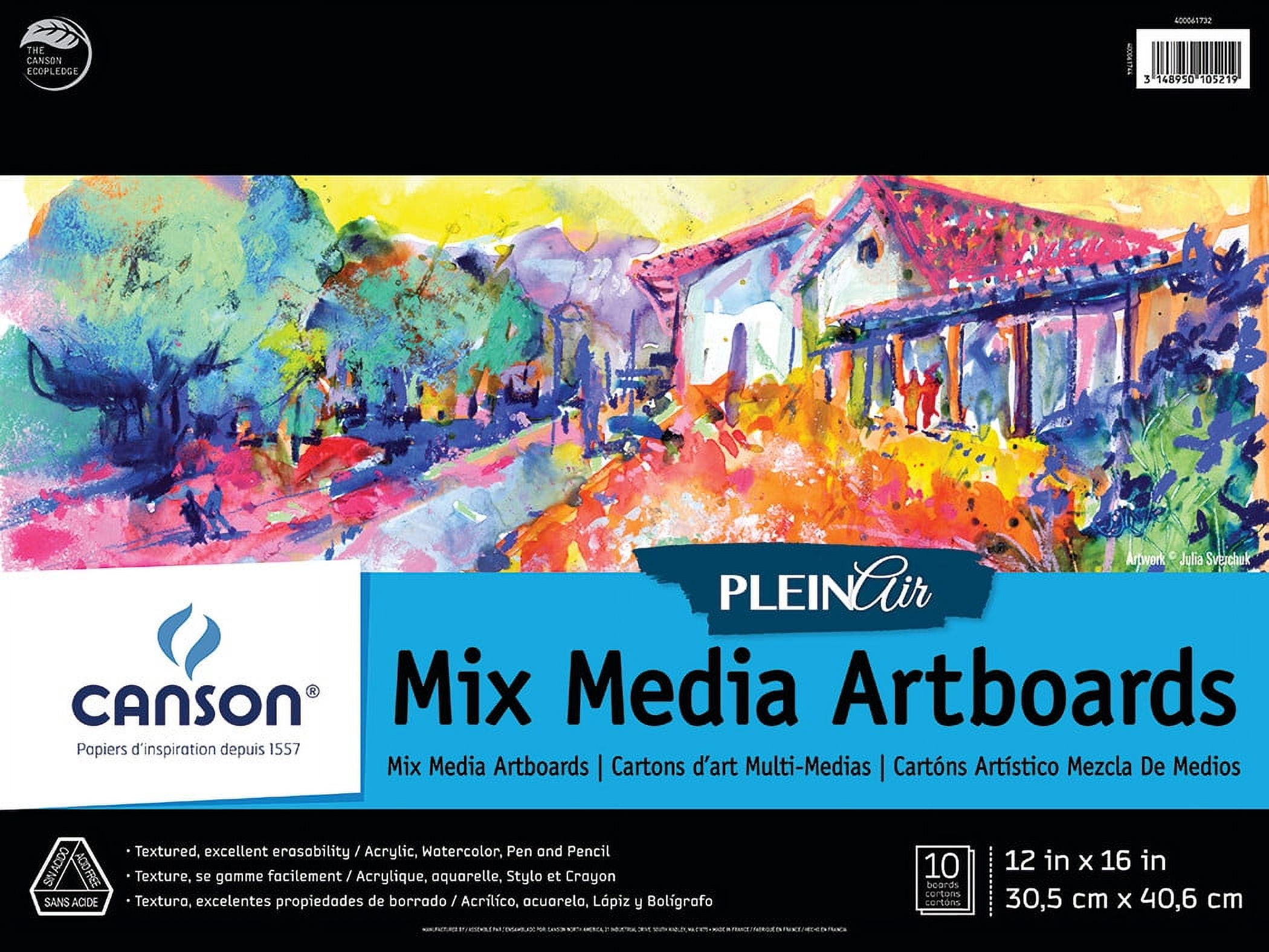 Canson Plein Air Mix Media Artboard Pad, 12" x 16", 10 Sheets/Pad