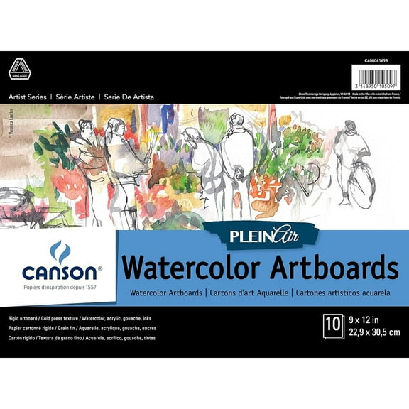 Canson Artist Series Montval Plein Air Watercolor Board, Foldover Binding, 10 Sheet, 9x12 inch, 1 Count