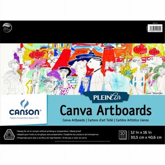 Canson Plien Air ArtBoard Canvas Pad 12"X16"-10 Sheets, Pk 1, Canson