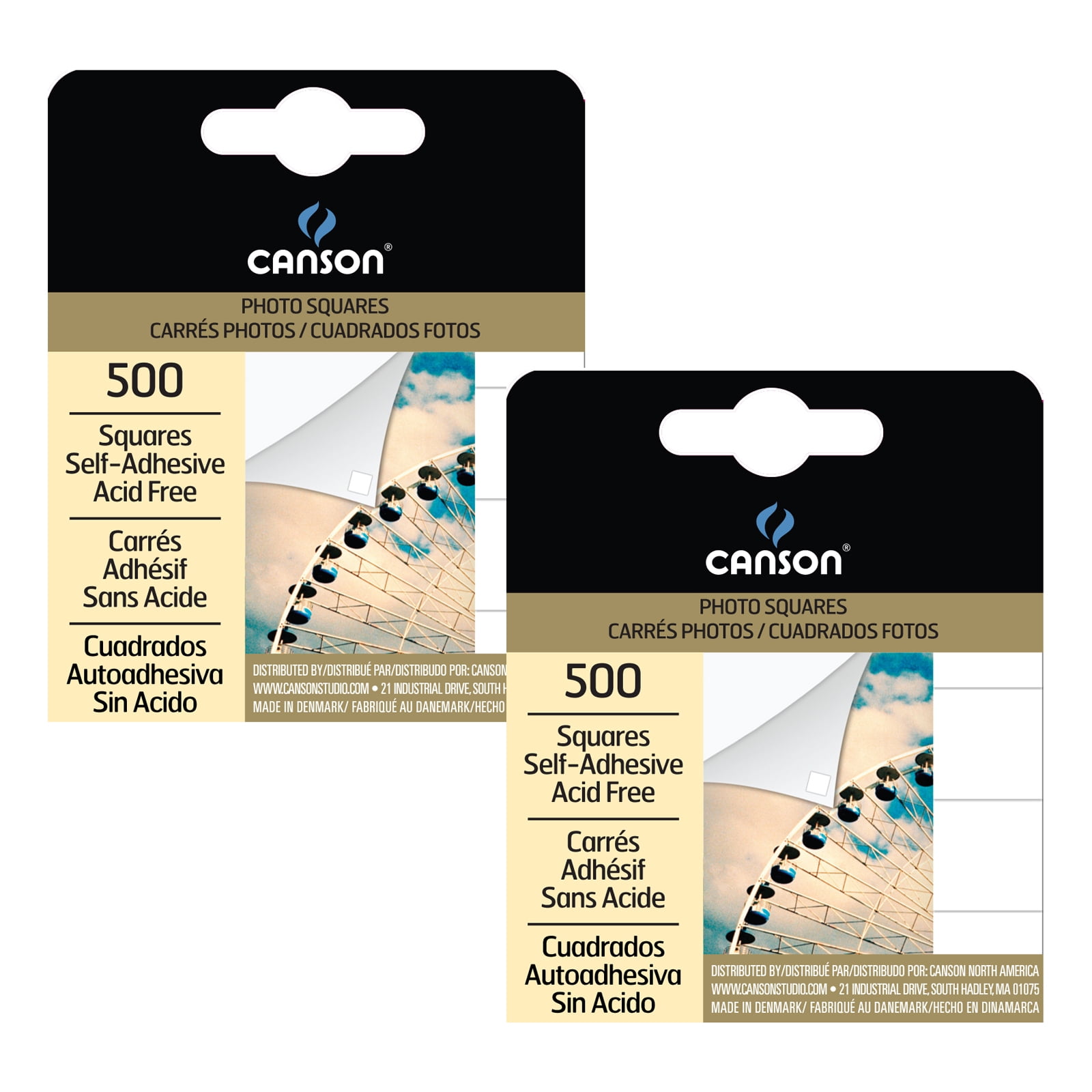 Canson Self-Adhesive Photo Squares, Transparent, 500-Count Dispenser, 2-Pack