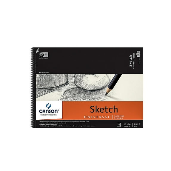 Canson Universal 18" x 24" Wire Bound Sketch Pad 30 Sheets/Pad 2/Pack (68749-PK2)