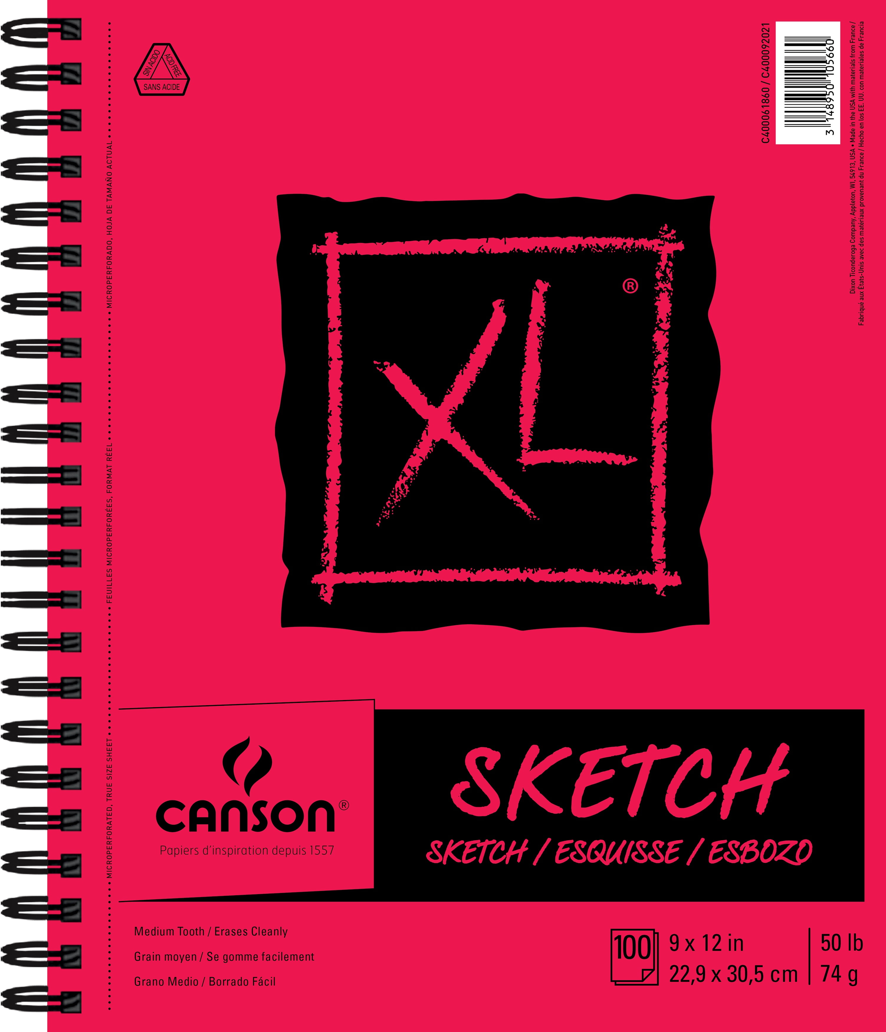 Canson Universal Spiral Sketch Book 9"X12"100 Sheets