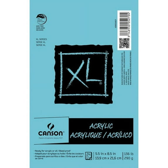 Canson XL Acrylic Art Pad for Acrylic or Oil Paint, 5.5" x 8.5", 24 Sheet