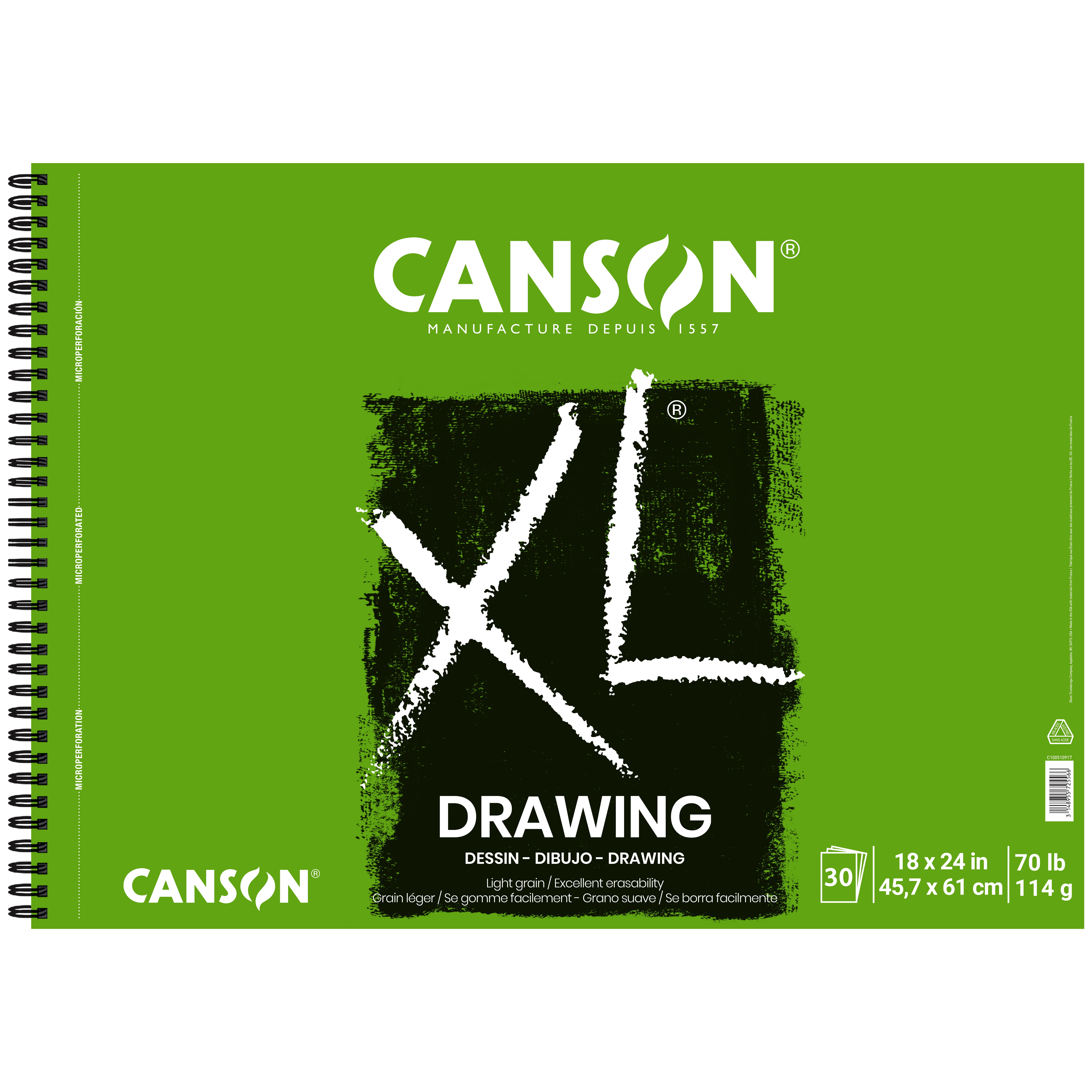 Canson Pure White Drawing Pad, 18 x 24, 24 Sheets