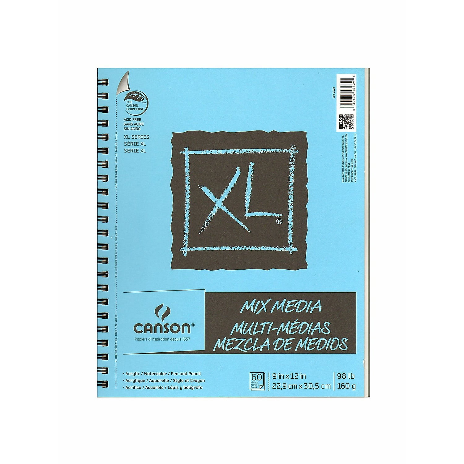 Canson XL Mix Media Pads 9 In. x 12 In. Pad Of 60 Sheets WireBound Pack Of 2 (2PK-100510927)
