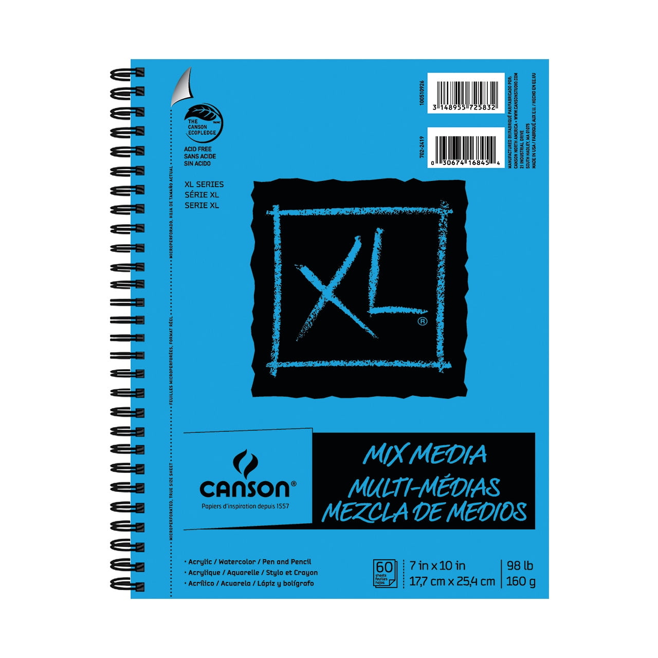 Bestået bånd Sanktion Canson XL Mix Media Sketch Pad, 7" x 10" Drawing Paper Spiral Sketchbook,  60 Sheets - Walmart.com