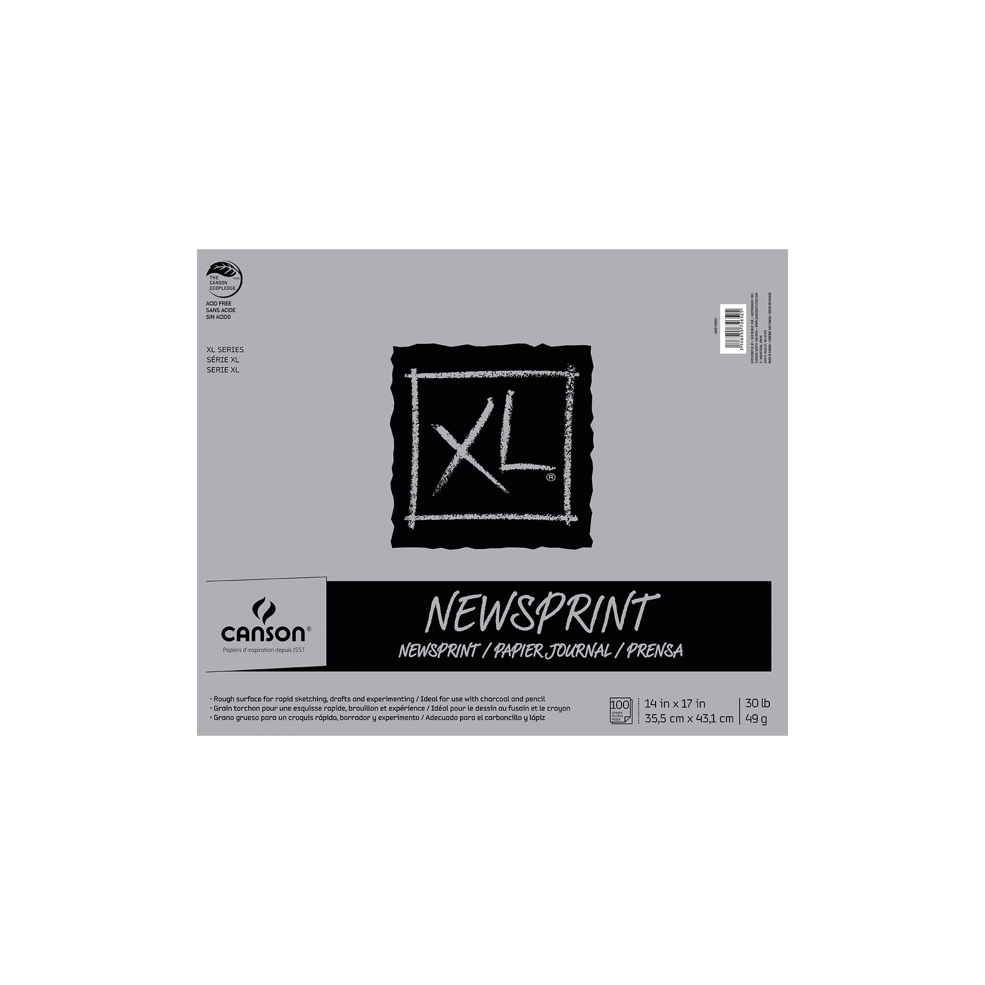 Canson XL Series Newsprint Paper, Foldover Pad, 9x12 inches, 100 Sheets  (30lb/49g) - Artist Paper for Adults and Students 9 x 12 (100 Sheets)