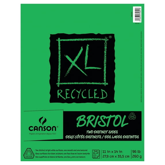 Canson XL Recycled Bristol Pad, 11in x 14in, 25 Sheets/Pad